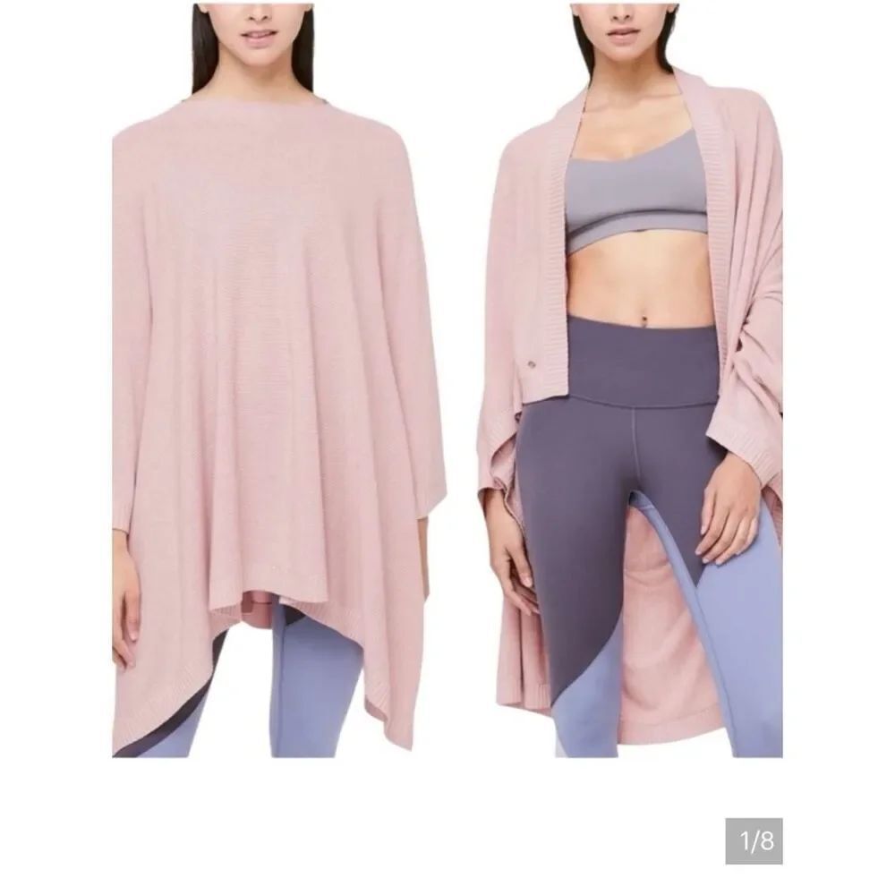 Lululemon Divinity Knit Poncho/Kimono Cardigan Sweater Pink Oversized Women L/XL